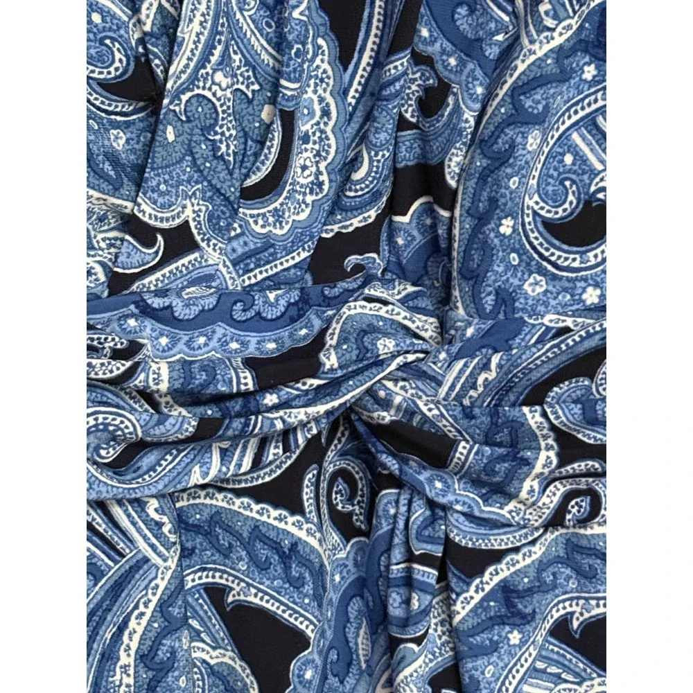 Lauren Ralph Lauren Blue Paisley Sleeveless Knot Front Maxi Dress 16 - Picture 5 of 8